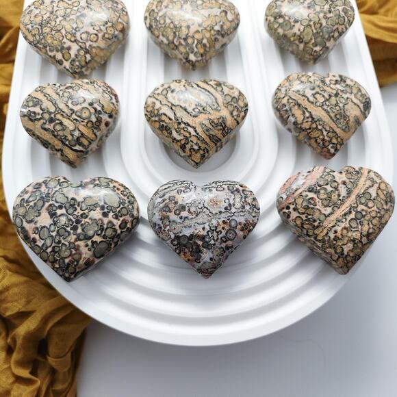 Leopard Skin Jasper Heart Crystal Carving Strength Crystals - Picture 4 of 9